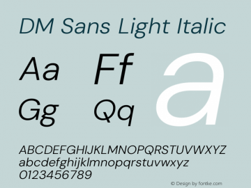DM Sans Light Italic Version 4.004;gftools[0.9.30]图片样张