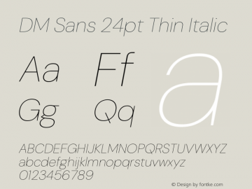DM Sans 24pt Thin Italic Version 4.004;gftools[0.9.30]图片样张