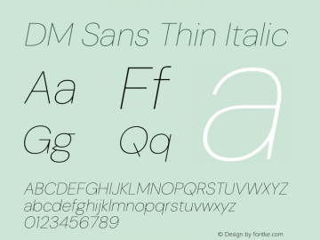 DM Sans Thin Italic Version 4.004;gftools[0.9.30]图片样张