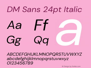 DM Sans 24pt Italic Version 4.004;gftools[0.9.30]图片样张