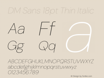 DM Sans 18pt Thin Italic Version 4.004;gftools[0.9.30]图片样张