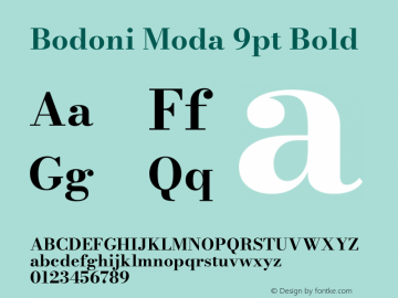 Bodoni Moda 9pt Bold Version 2.005图片样张