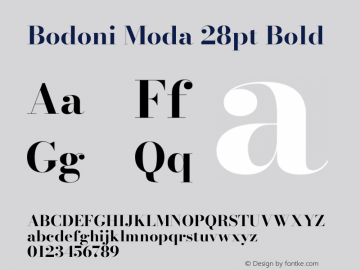 Bodoni Moda 28pt Bold Version 2.005图片样张