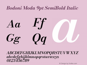 Bodoni Moda 9pt SemiBold Italic Version 2.005图片样张