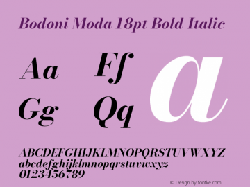 Bodoni Moda 18pt Bold Italic Version 2.005图片样张