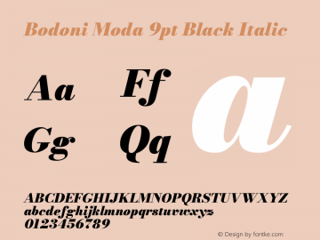Bodoni Moda 9pt Black Italic Version 2.005图片样张