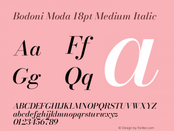 Bodoni Moda 18pt Medium Italic Version 2.005图片样张