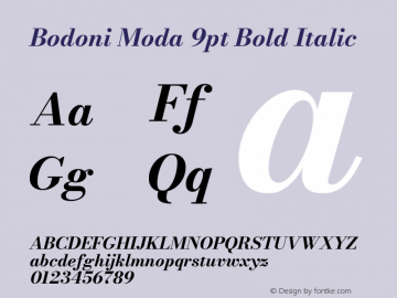 Bodoni Moda 9pt Bold Italic Version 2.005图片样张