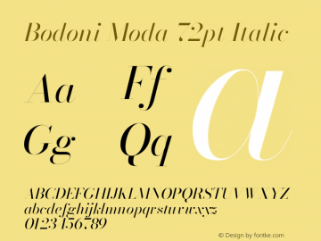 Bodoni Moda 72pt Italic Version 2.005图片样张