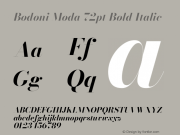 Bodoni Moda 72pt Bold Italic Version 2.005图片样张