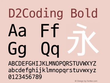 D2Coding Bold 图片样张