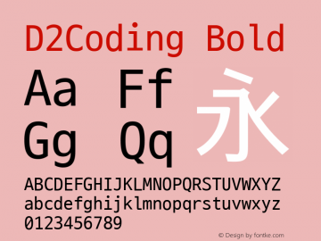 D2Coding Bold 图片样张