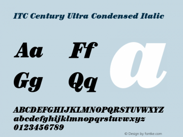 ITC Century Ultra Condensed Italic 2.0-1.0图片样张