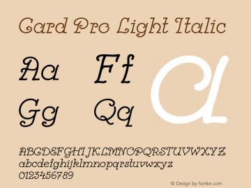 CardPro-LightItalic Version 1.00图片样张