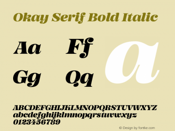 OkaySerif-BoldItalic Version 1.000;hotconv 1.0.109;makeotfexe 2.5.65596图片样张