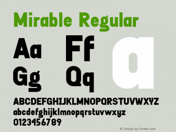 MirableRegular Version 1.006;Fontself Maker 3.5.7图片样张