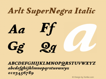 Arlt-SuperNegraItalic Version 1.00图片样张