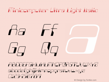 Minicomputer-UltraLightItalic Version 1.00图片样张