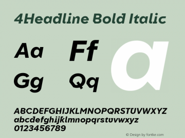 4Headline Bold Italic Version 1.000图片样张