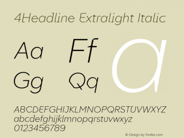 4Headline Extralight Italic Version 1.000图片样张