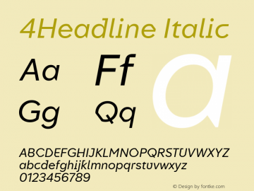 4Headline Italic Version 1.000图片样张
