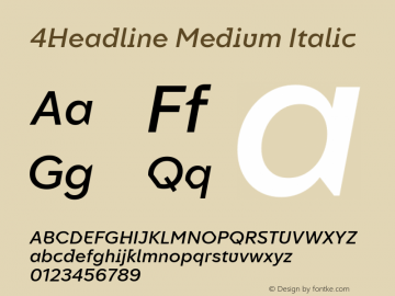 4Headline Medium Italic Version 1.000图片样张