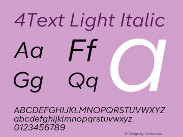 4Text Light Italic Version 1.000图片样张