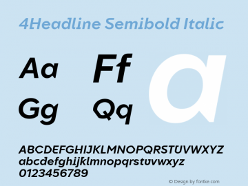 4Headline Semibold Italic Version 1.000图片样张