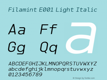 FilamintE001-LightItalic Version 1.000图片样张