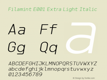 FilamintE001-ExtraLightItalic Version 1.000图片样张