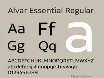 Alvar Essential Regular Version 1.000;PS 001.000;hotconv 1.0.88;makeotf.lib2.5.64775图片样张