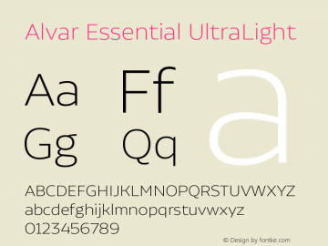 Alvar Essential UltraLight Version 1.000;PS 001.000;hotconv 1.0.88;makeotf.lib2.5.64775图片样张
