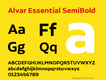 Alvar Essential SemiBold Version 1.000;PS 001.000;hotconv 1.0.88;makeotf.lib2.5.64775图片样张