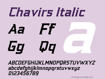 Chavirs-Italic Version 1.001;Fontself Maker 3.5.4图片样张