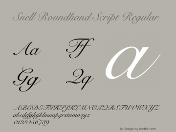 Snell Roundhand Script Regular 001.000 Font Sample