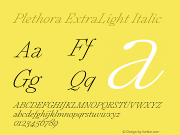 Plethora-ExtraLightItalic Version 1.00图片样张