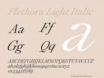 Plethora-LightItalic Version 1.00图片样张