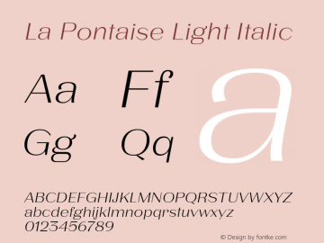 LaPontaise-LightItalic Version 2.000;Glyphs 3.2 (3180)图片样张