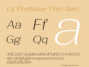LaPontaise-ThinItalic Version 2.000;Glyphs 3.2 (3180)图片样张