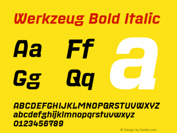 Werkzeug-BoldItalic Version 1.000;Glyphs 3.1.2 (3151)图片样张