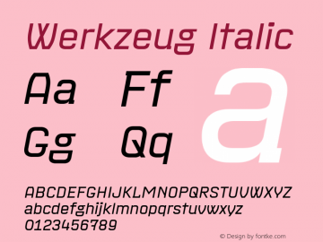 Werkzeug-Italic Version 1.000;Glyphs 3.1.2 (3151)图片样张
