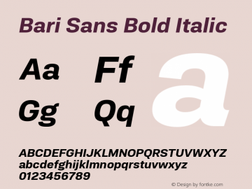 Bari Sans Bold Italic Version 1.00图片样张
