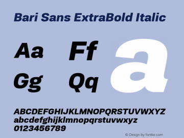 Bari Sans ExtraBold Italic Version 1.00图片样张