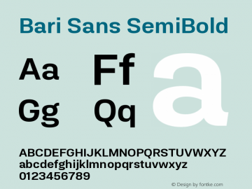 Bari Sans SemiBold Version 1.00图片样张