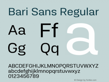 Bari Sans Regular Version 1.00图片样张