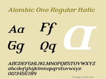 Alembic One Regular Italic 001.000 Font Sample