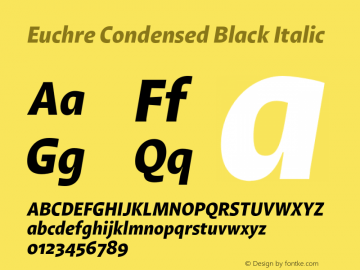 Euchre Condensed Black Italic Version 1.00图片样张