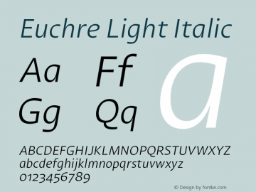 Euchre Light Italic Version 1.00图片样张