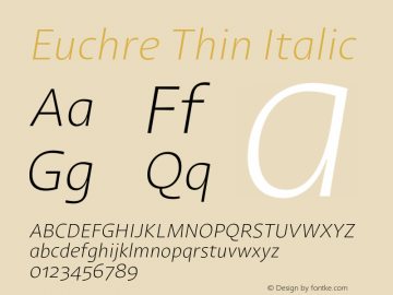 Euchre Thin Italic Version 1.00图片样张