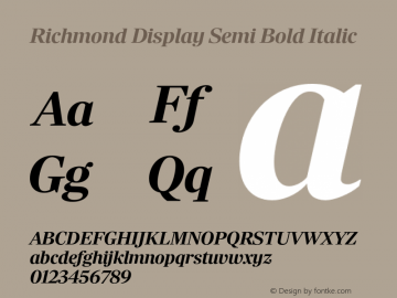 Richmond Display Semi Bold Italic Version 1.005图片样张